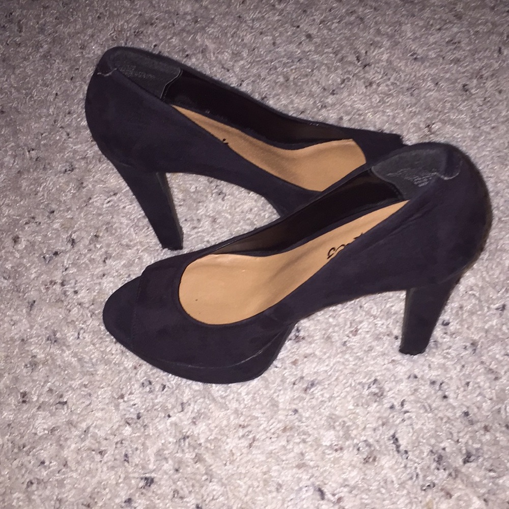 Candies black suede open toe heels - Picture 3 of 5